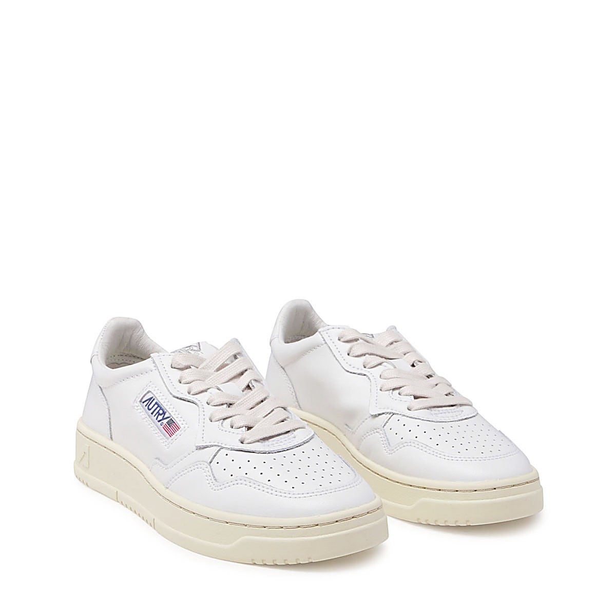 WHITE LEATHER MEDALISR LOW SNEAKERS