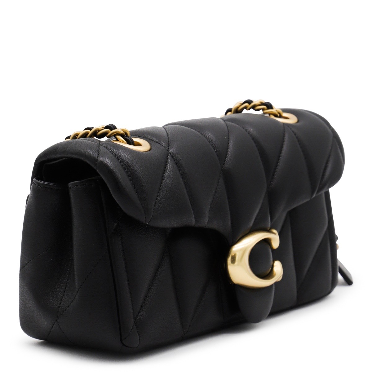 BLACK LEATHER TABBY SHOULDER BAG