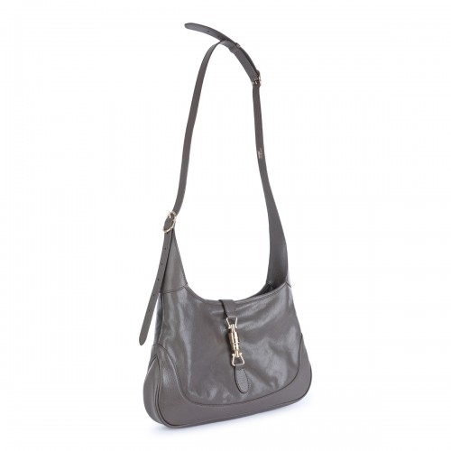GREY LEATHER JACKIE SHOULDER BAG