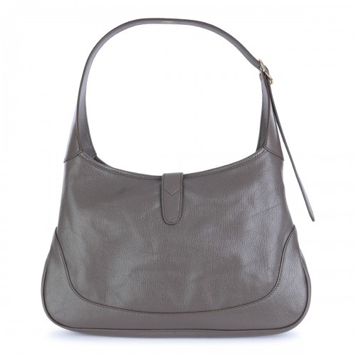 GREY LEATHER JACKIE SHOULDER BAG