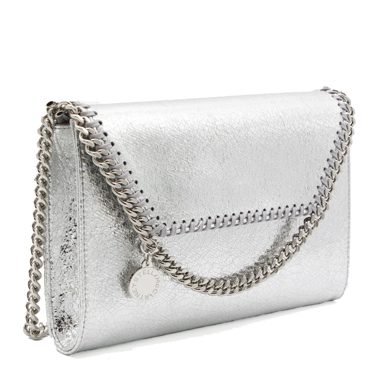 SILVER FAUX LEATHER FALABELLA MINI...