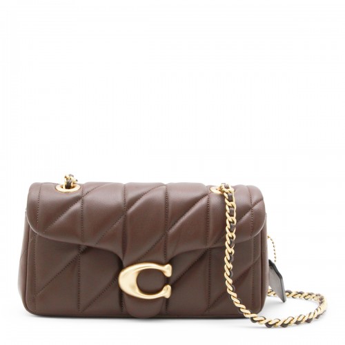 BROWN LEATHER QUILTED TABBY...