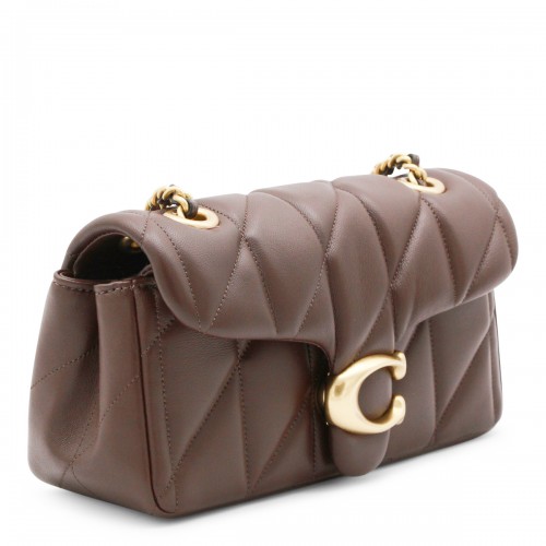 BROWN LEATHER QUILTED TABBY SHOULDER BAG 20