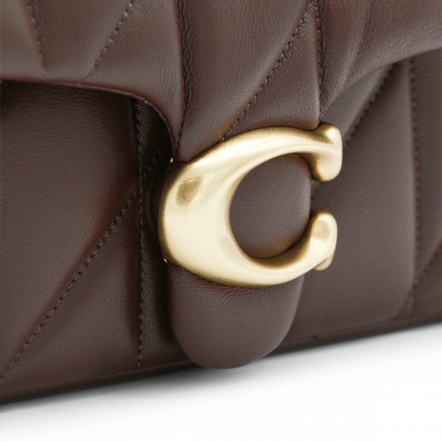BROWN LEATHER QUILTED TABBY SHOULDER BAG 20