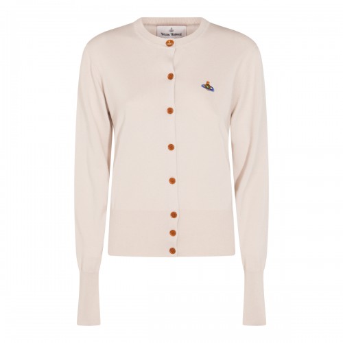 LIGHT BEIGE COTTON WOOL BLEND KNITWEAR