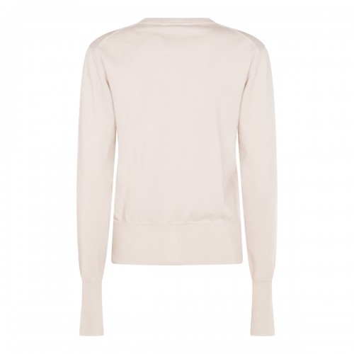 LIGHT BEIGE COTTON WOOL BLEND KNITWEAR