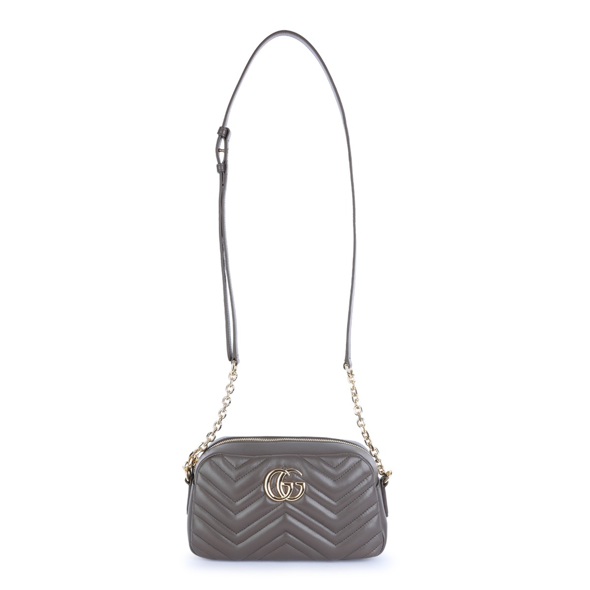 GREY LEATHER GG MARMONT CROSSBODY BAG