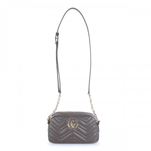 GREY LEATHER GG MARMONT CROSSBODY BAG
