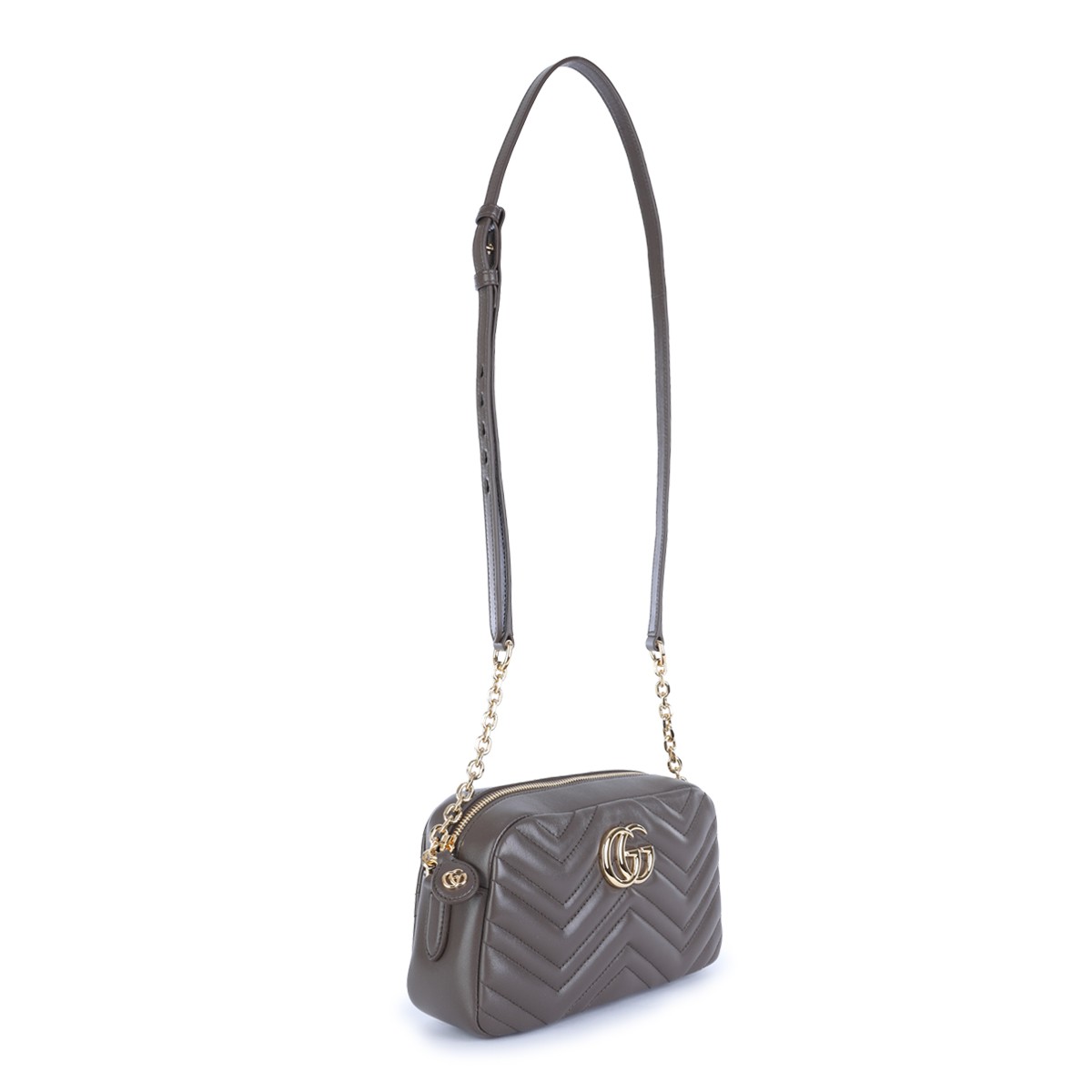 GREY LEATHER GG MARMONT CROSSBODY BAG