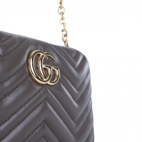 GREY LEATHER GG MARMONT CROSSBODY BAG