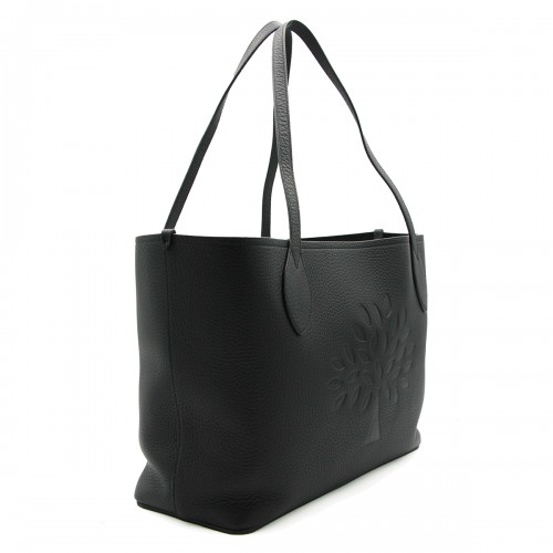 BLACK LEATHER TREE TOTE