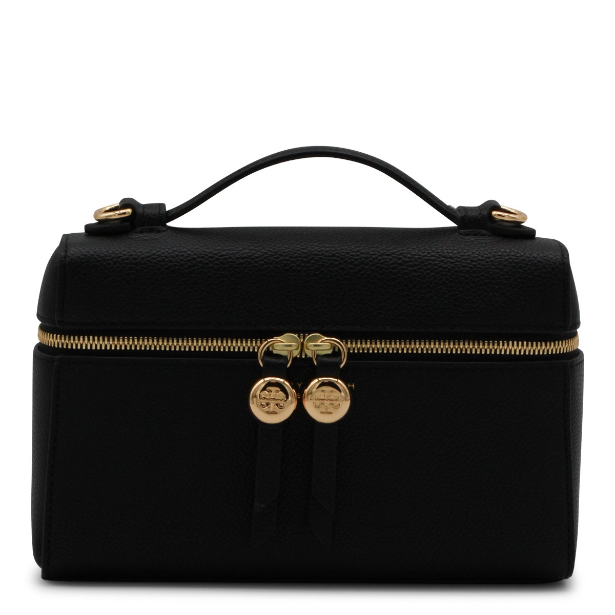 BLACK LEATHER ROMY SLIM TOP HANDLE BAG