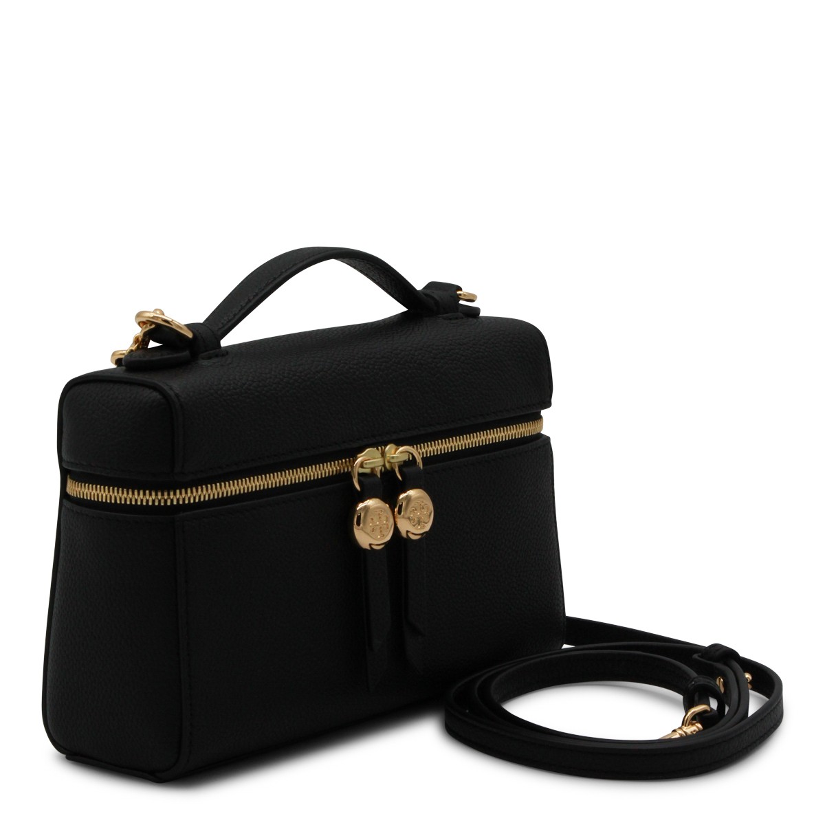 BLACK LEATHER ROMY SLIM TOP HANDLE BAG