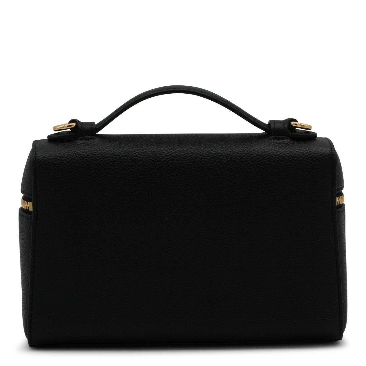 BLACK LEATHER ROMY SLIM TOP HANDLE BAG