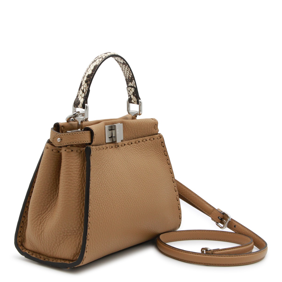 BEIGE LEATHER PEKABOO ISEEU TOP...