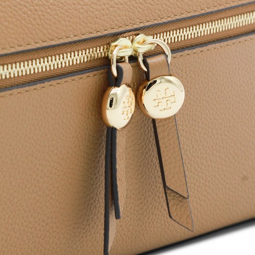 BROWN LEATHER ROMY SLIM TOP HANDLE BAG