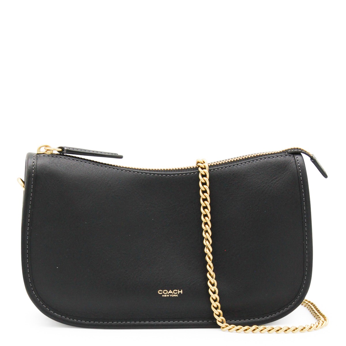BLACK LEATHER WAVERLY SHOULDER BAG