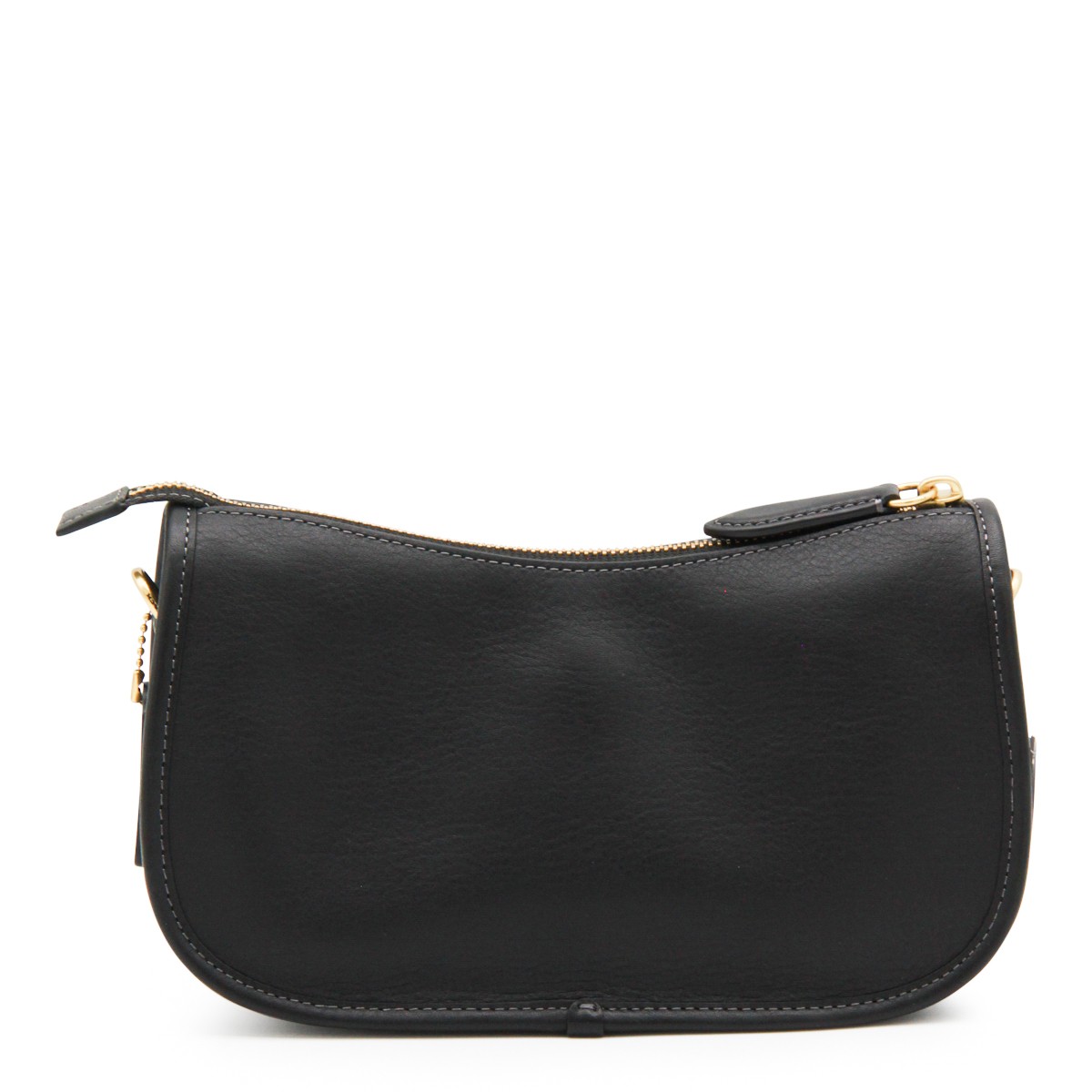 BLACK LEATHER WAVERLY SHOULDER BAG