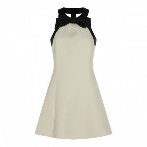 WHITE AND BLACK WOOL DRESS