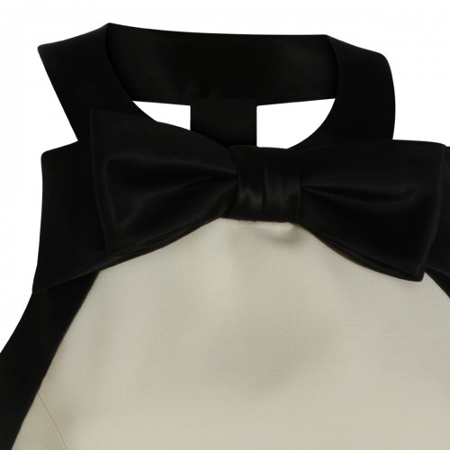 WHITE AND BLACK WOOL DRESS