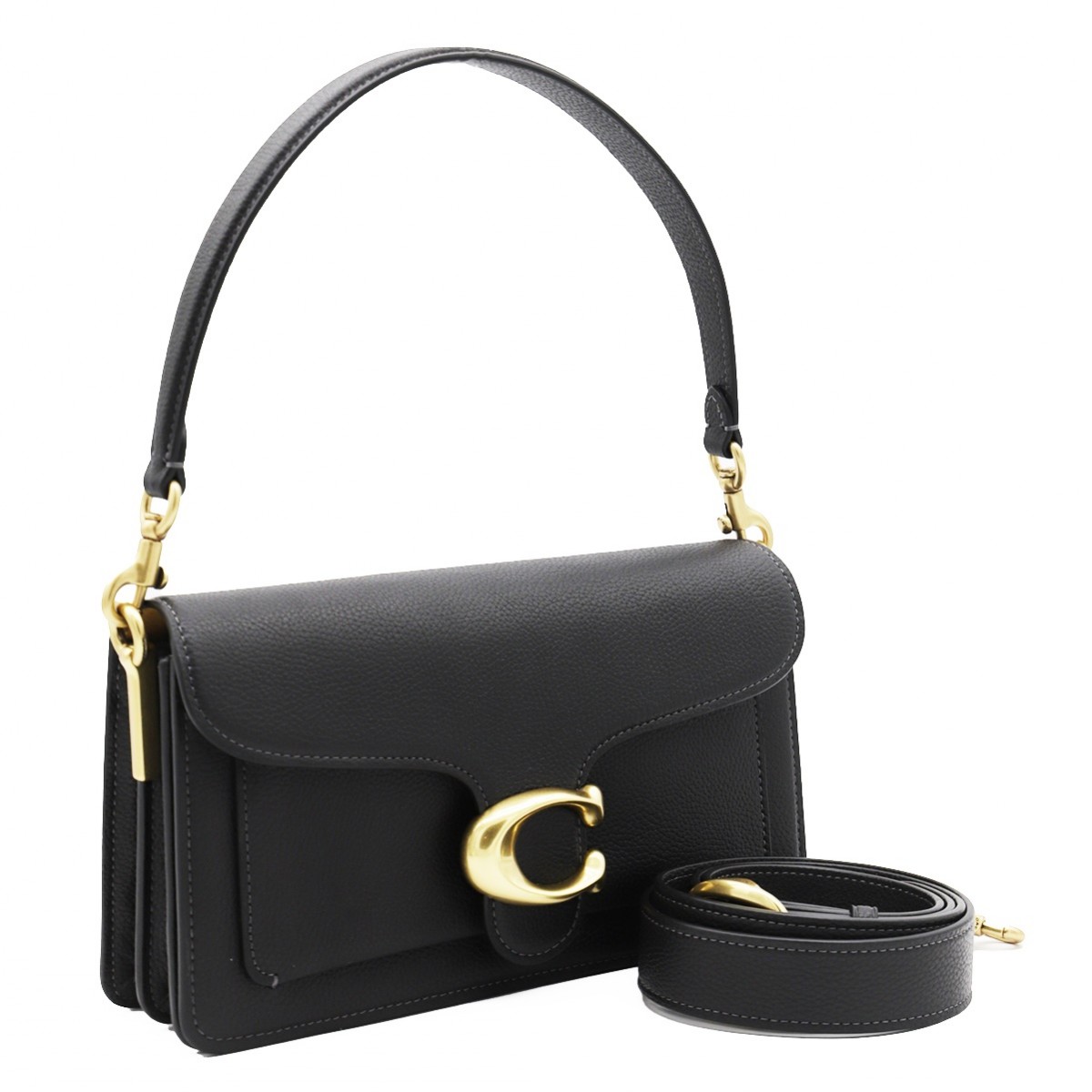 BLACK LEATHER TABBY 26 SHOULDER BAG