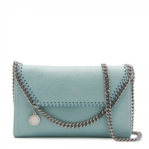 LIGHT BLUE FAUX LEATHER FALABELLA SHOULDER BAG