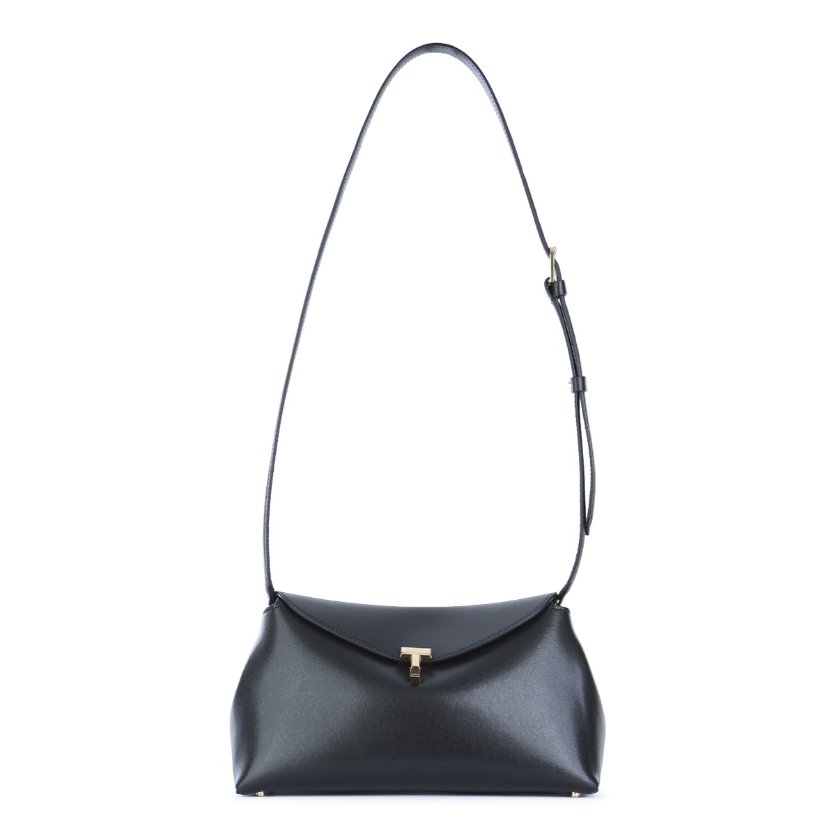 BLACK LEATHER T-LOCK CROSSBODY BAG