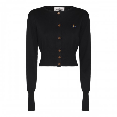 BLACK COTTON WOOL BLEND BEA...