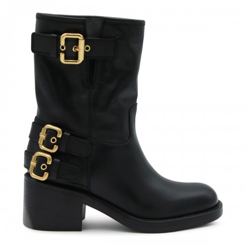 BLACK LEATHER DAKOTA BOOTS