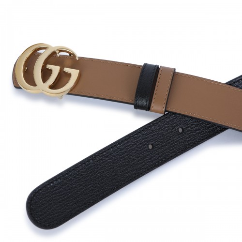 BLACK AND BEIGE LEATHER BELT 2