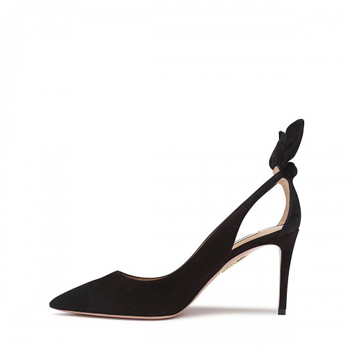 BLACK SUEDE BOW TIE PUMPS 2