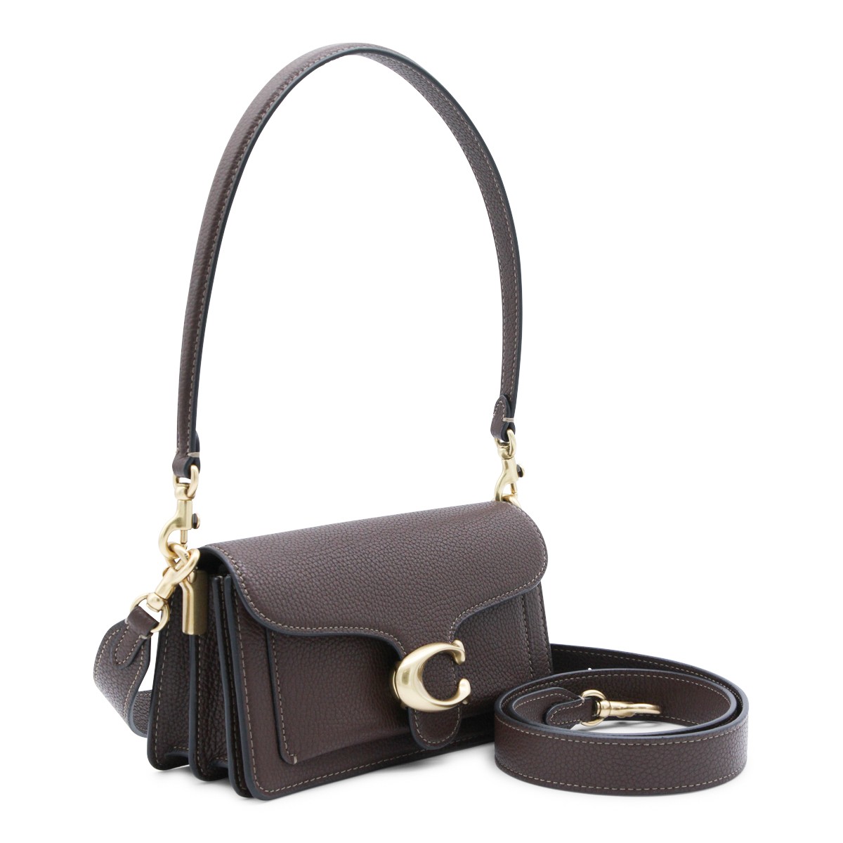 BROWN POLISHED PEBBLE LEATHER TABBY...