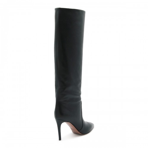 BLACK LEATHER STILETTO BOOTS