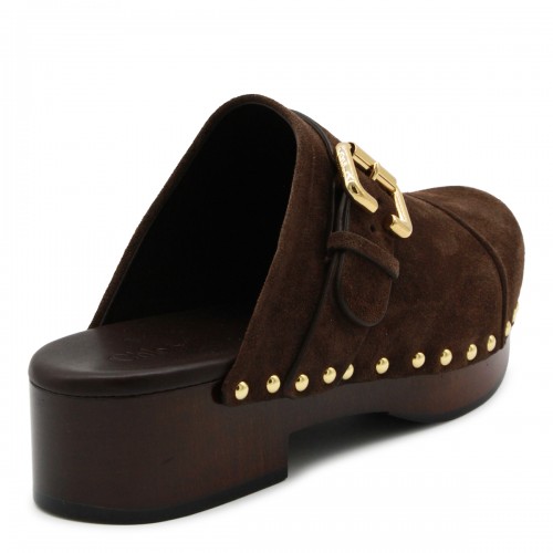 BROWN LEATHER JEANNETTE SANDALS