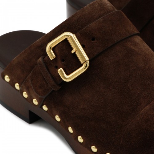 BROWN LEATHER JEANNETTE SANDALS