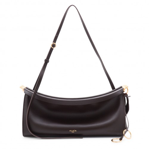 DARK BROWN LEATHER EAST WEST MEDIUM SHOULDER BAG