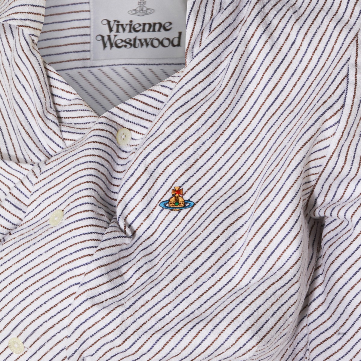 BLUE AND BROWN COTTON SHIRT