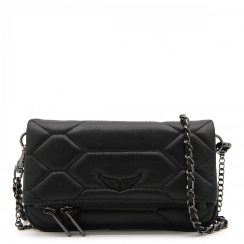 BLACK LEATHER ROCK NANO XL MAR SCALE SHOULDER BAG