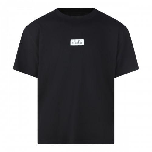 BLACK COTTON LOGO LABEL T-SHIRT