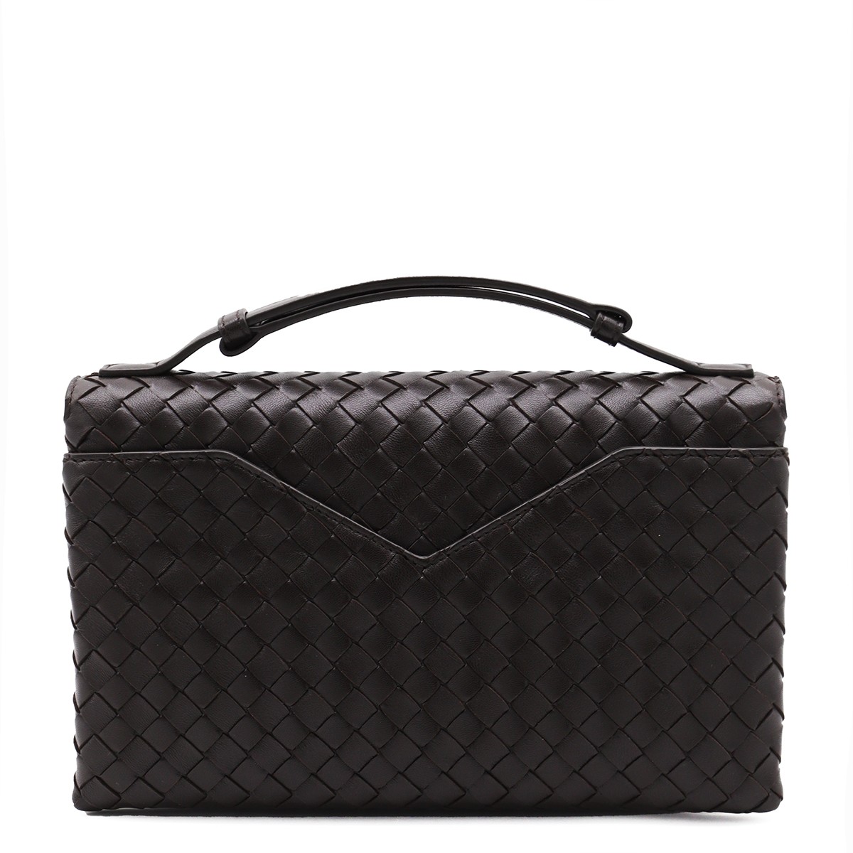 DARK BROWN LEATHER KNOT LOCK TOP...