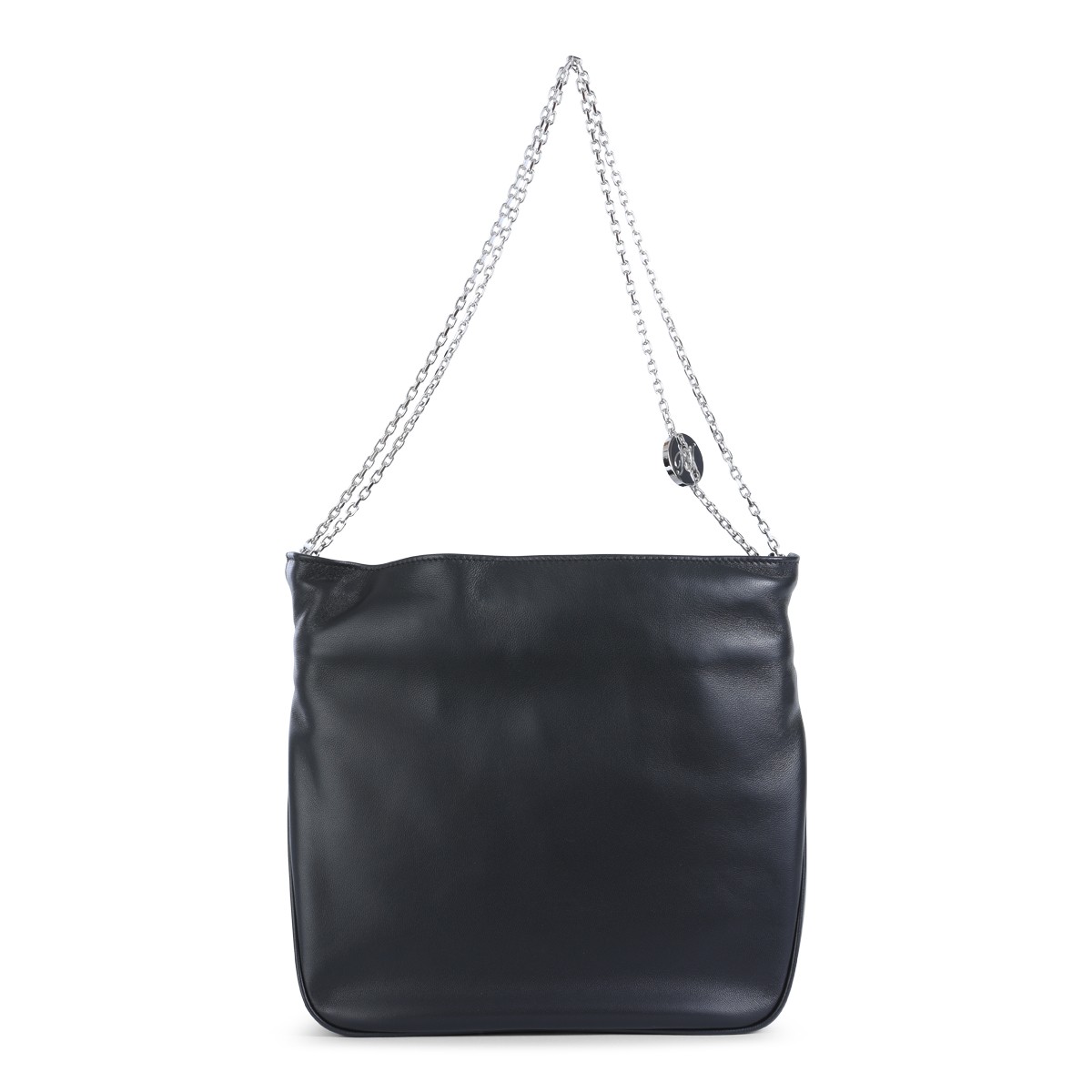 BLACK LEATHER MINI PILGRIM SATCHEL