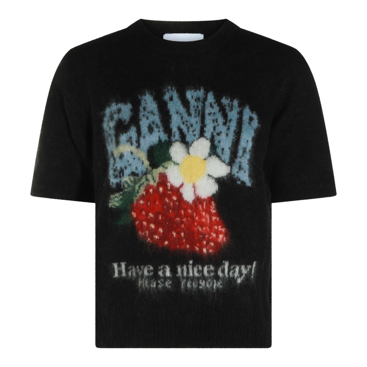 BLACK WOOL T-SHIRT