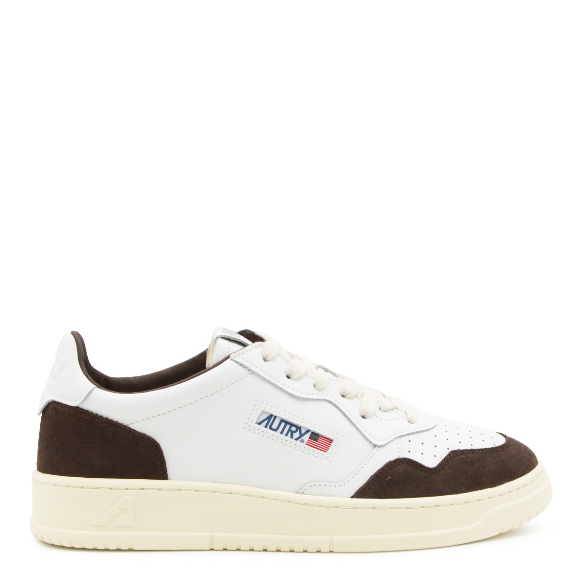 WHITE AND DARK BROWN LEATHER MEDALIST...