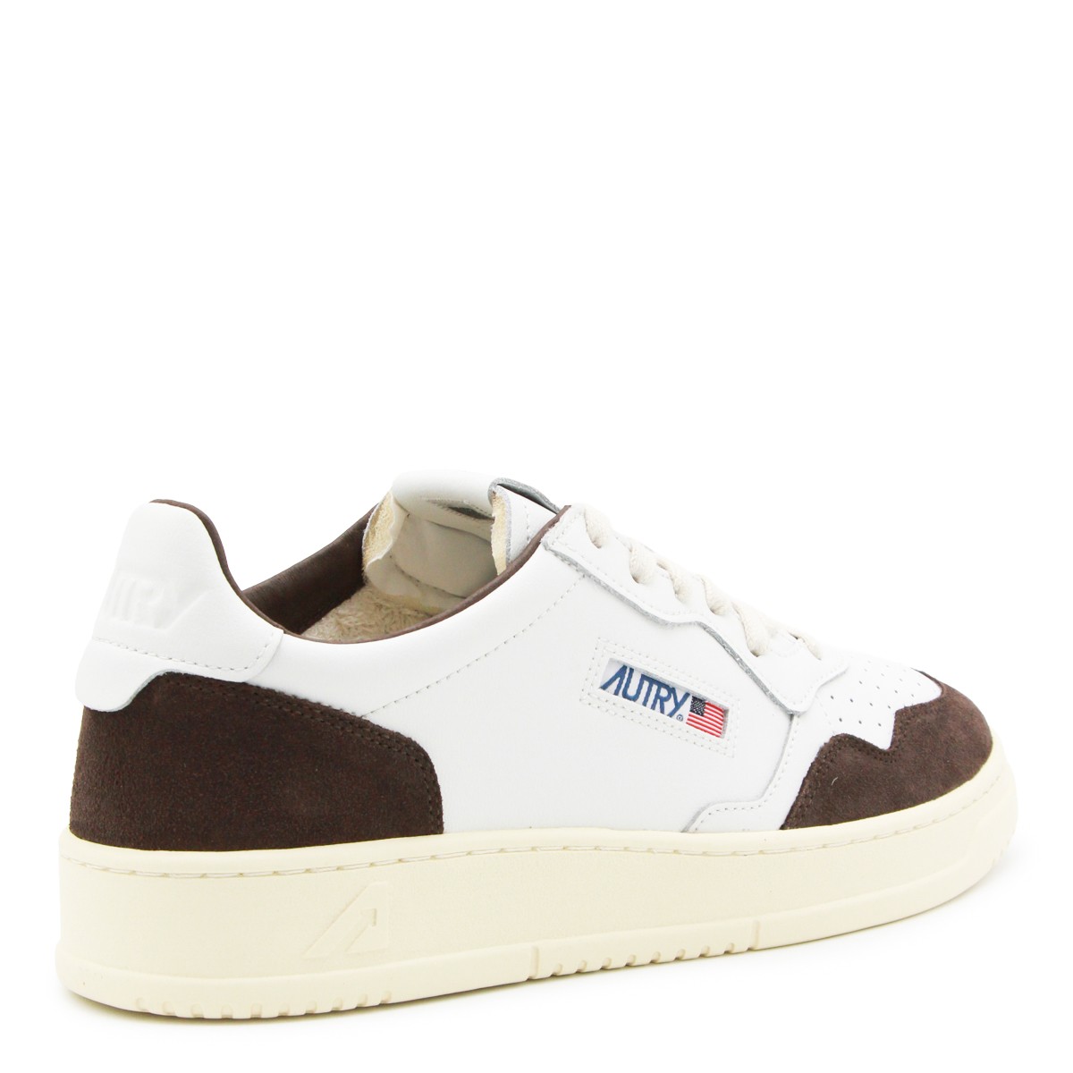 WHITE AND DARK BROWN LEATHER MEDALIST...