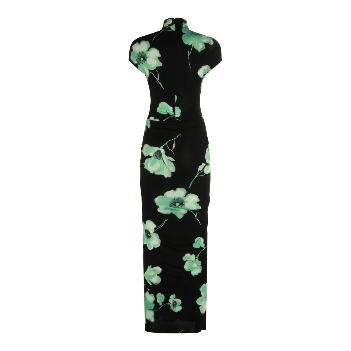 BLACK AND LIGHT GREEN VISCOSE DRESS