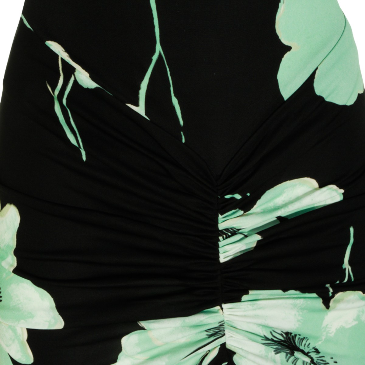 BLACK AND LIGHT GREEN VISCOSE DRESS