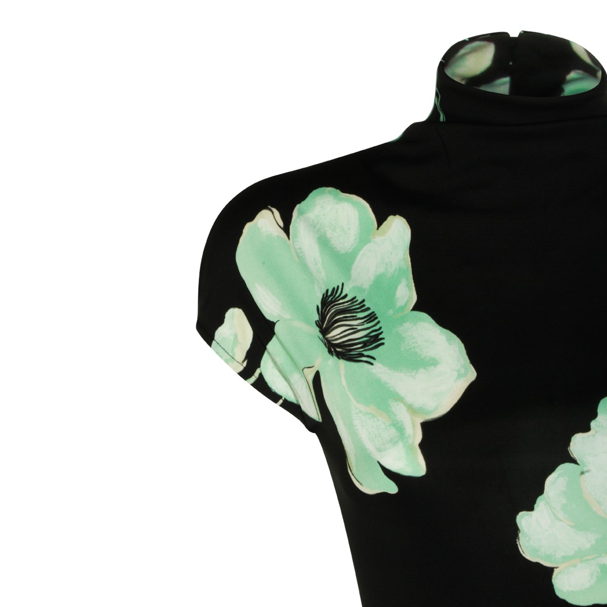 BLACK AND LIGHT GREEN VISCOSE DRESS