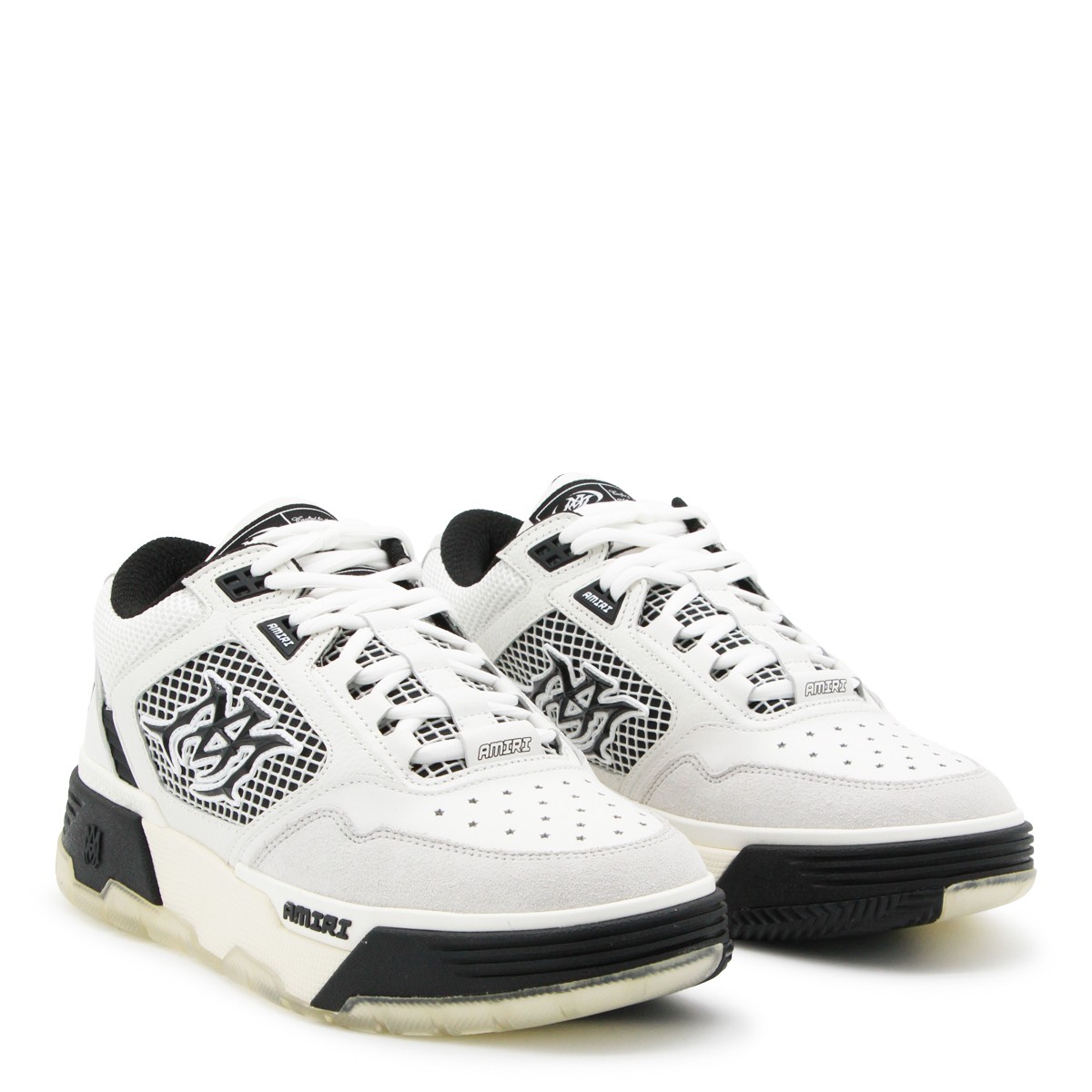 WHITE AND BLACK LEATHER MA-94 SNEAKERS