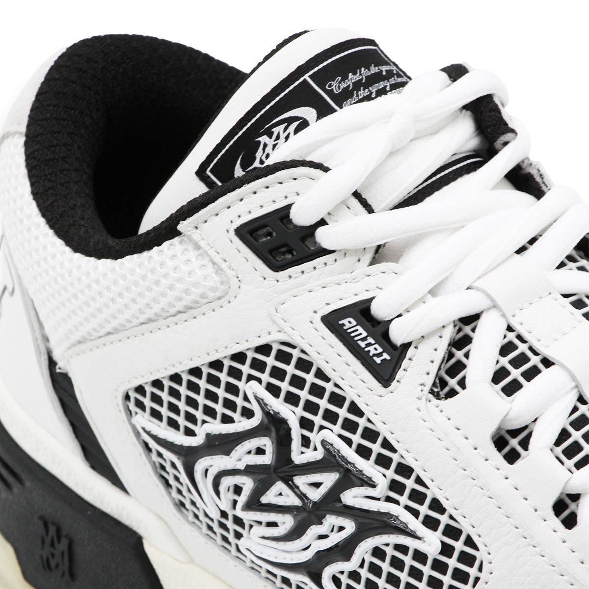 WHITE AND BLACK LEATHER MA-94 SNEAKERS