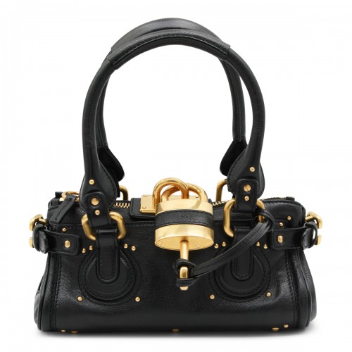 BLACK LEATHER PADDINGTON SMALL TOP HANDLE BAG